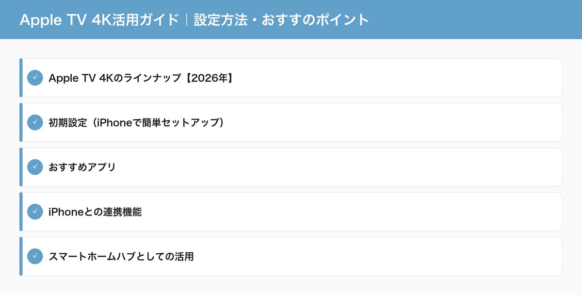 Apple TV 4K活用ガイド｜設定方法・おすすのポイント