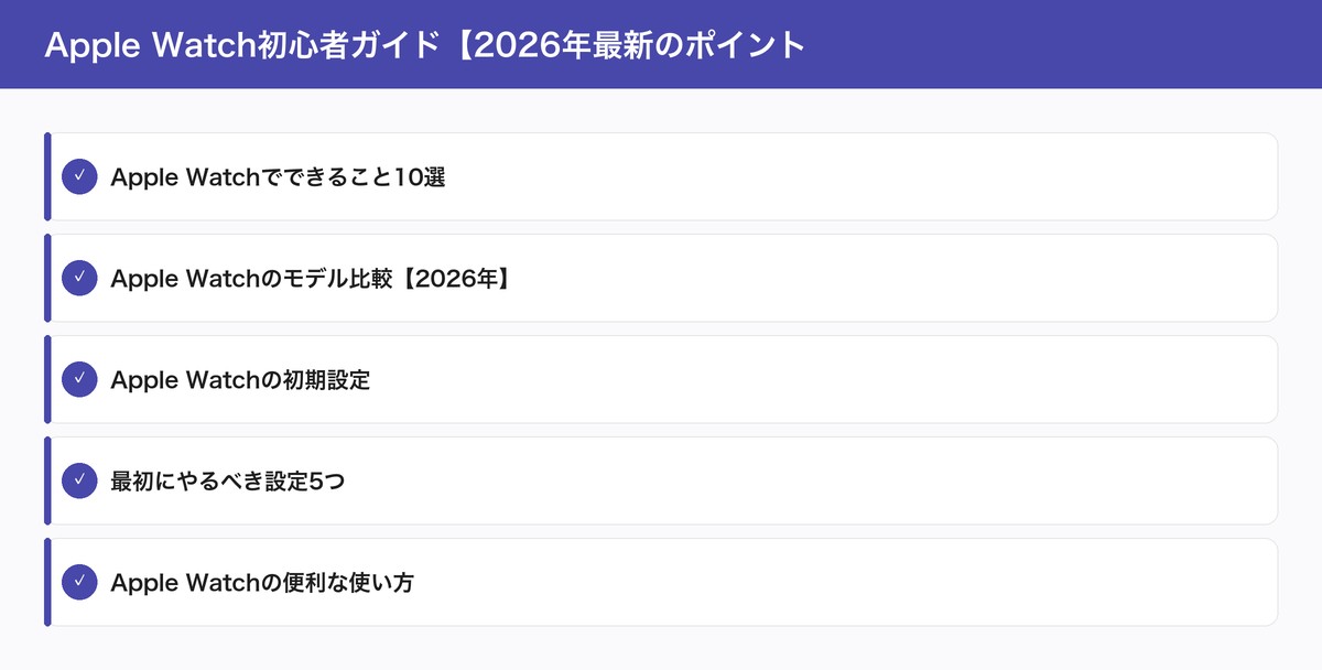 Apple Watch初心者ガイド【2026年最新のポイント