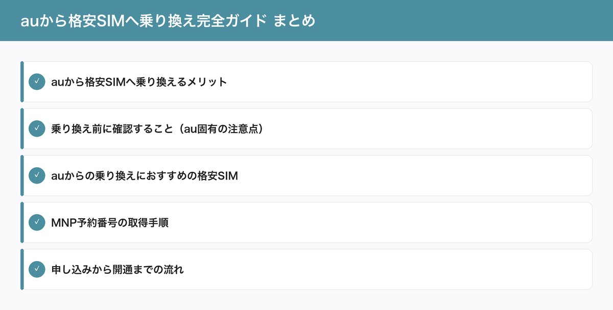 auから格安SIMへ乗り換え完全ガイド まとめ
