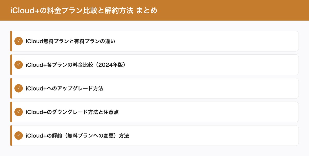 iCloud+の料金プラン比較と解約方法 まとめ