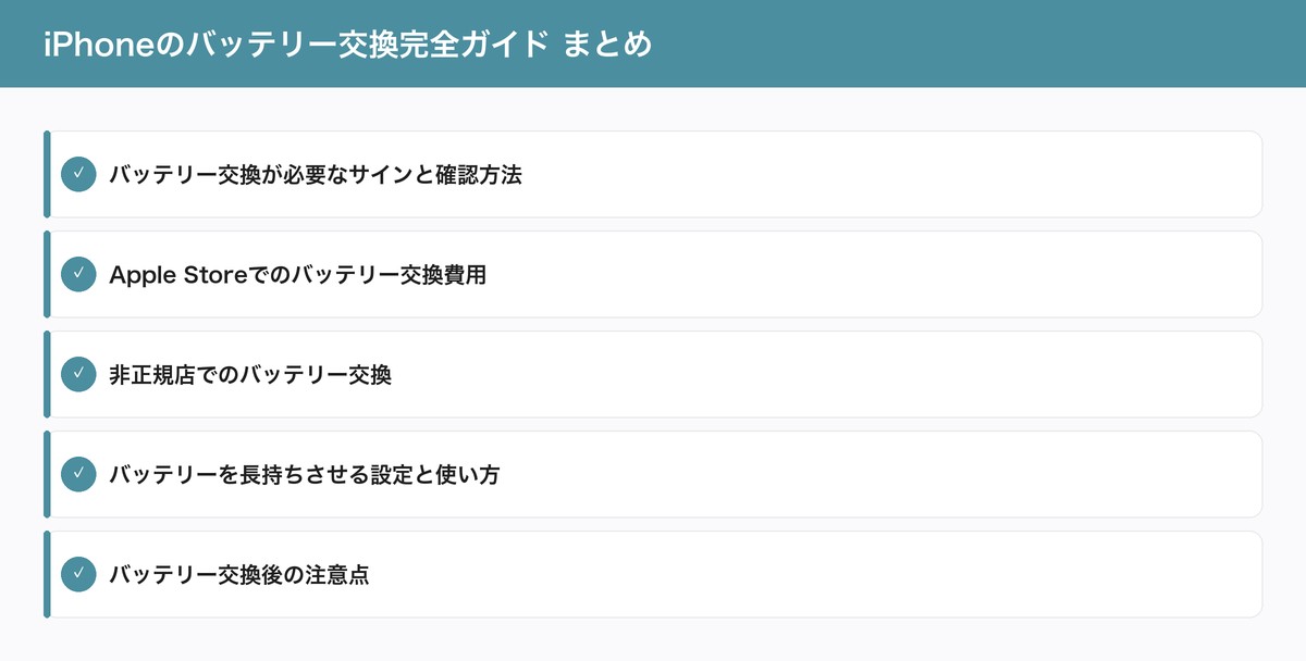iPhoneのバッテリー交換完全ガイド まとめ