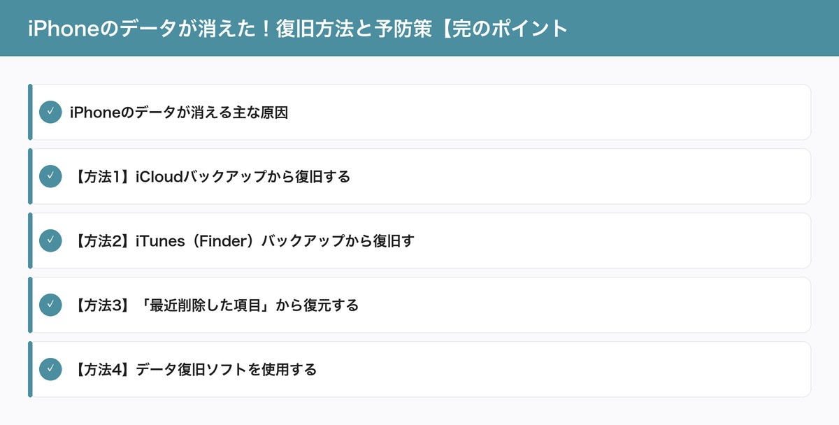 iPhoneのデータが消えた！復旧方法と予防策【完のポイント