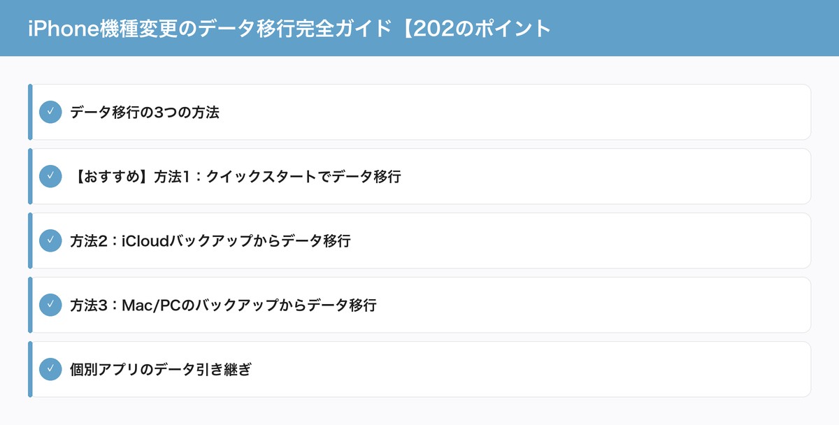 iPhone機種変更のデータ移行完全ガイド【202のポイント