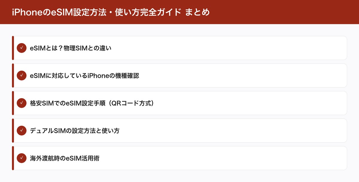 iPhoneのeSIM設定方法・使い方完全ガイド まとめ
