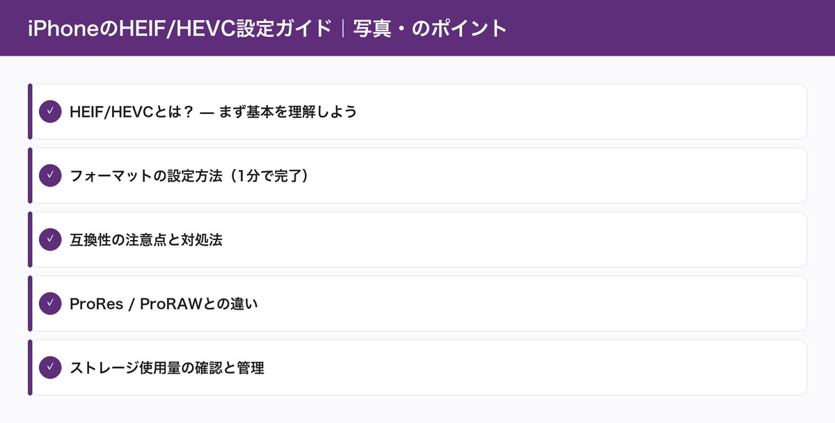 iPhoneのHEIF/HEVC設定ガイド|写真・のポイント