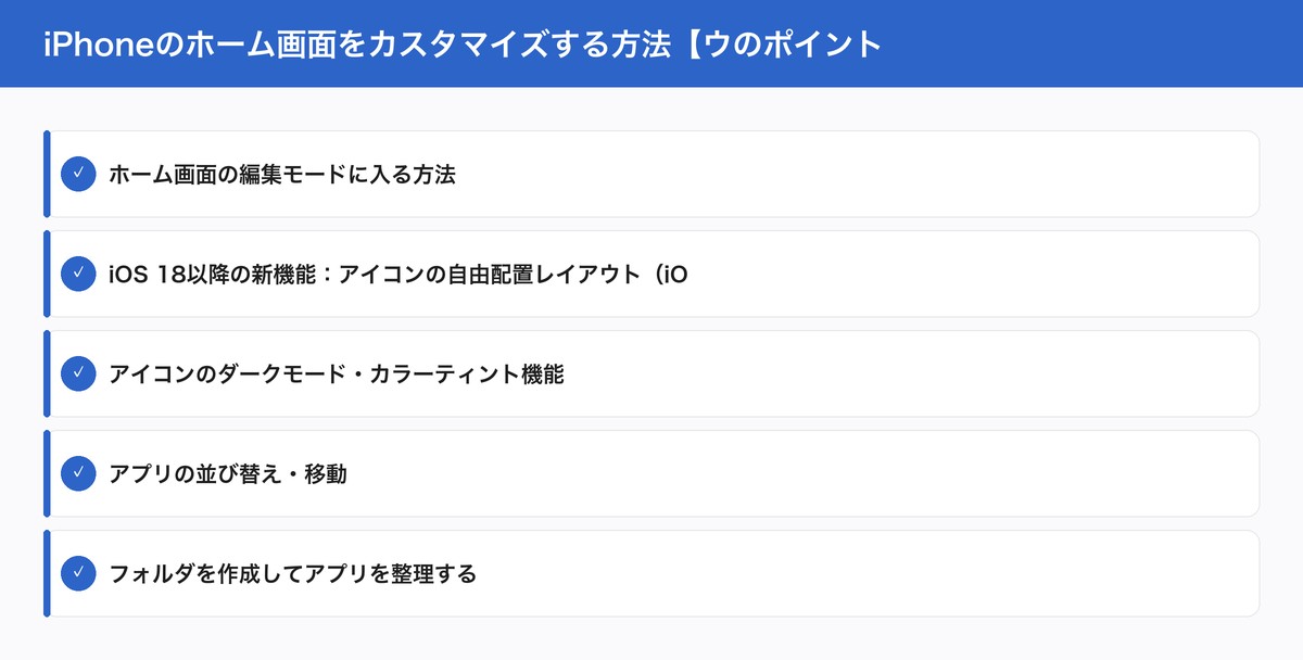iPhoneのホーム画面をカスタマイズする方法【ウのポイント