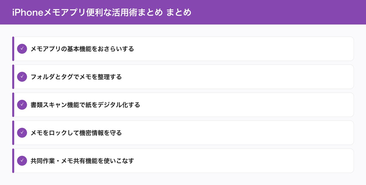 iPhoneメモアプリ便利な活用術まとめ まとめ