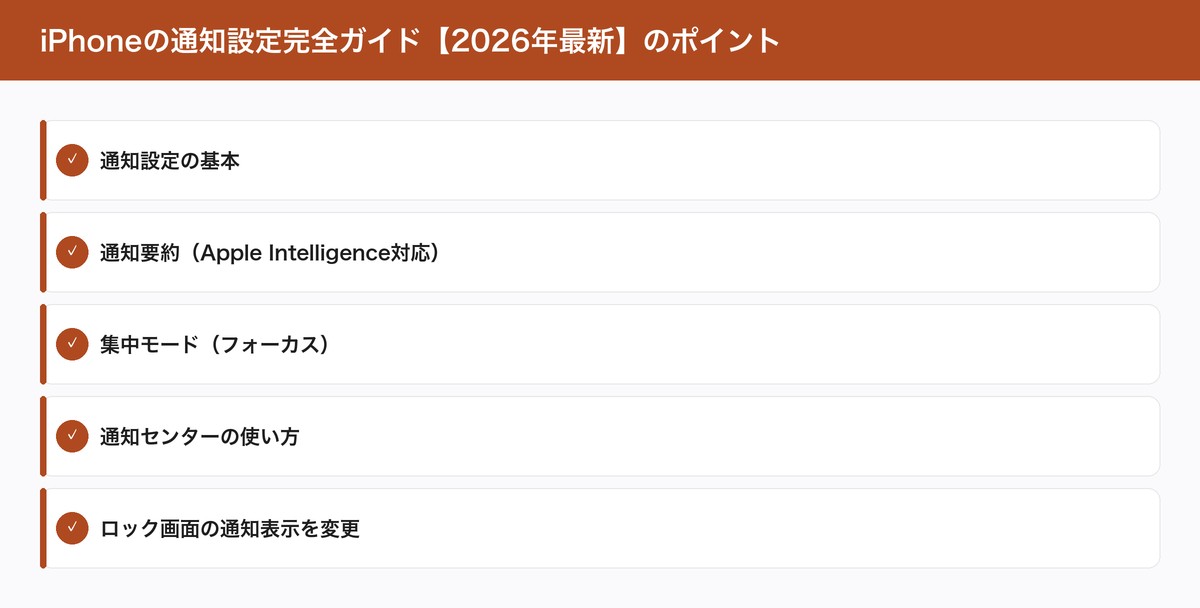 iPhoneの通知設定完全ガイド【2026年最新】のポイント