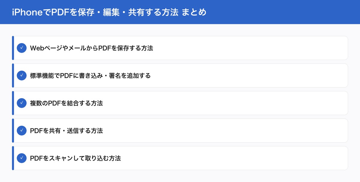 iPhoneでPDFを保存・編集・共有する方法 まとめ