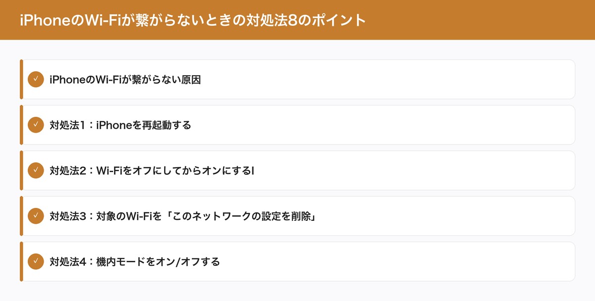 iPhoneのWi-Fiが繋がらないときの対処法8のポイント